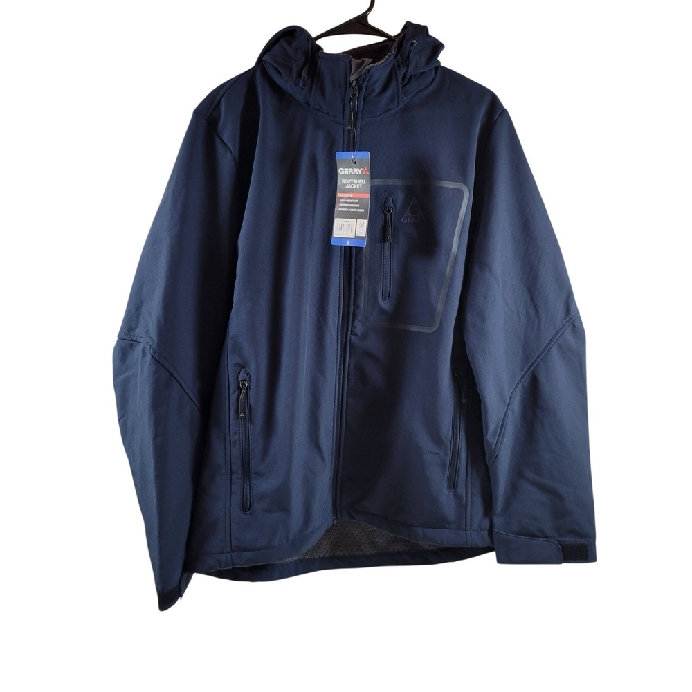 NWT Gerry Men's Softshell Jacket Wind And Rain Resistant‎ Size Large Blue